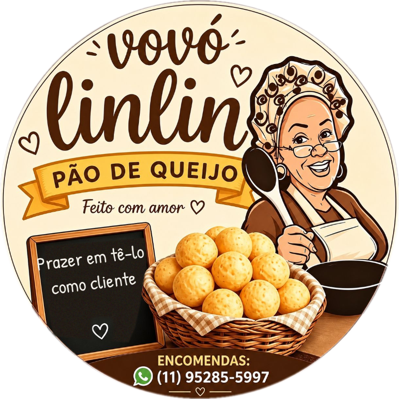 Vovó Linlin com sua cesta de pães de queijo